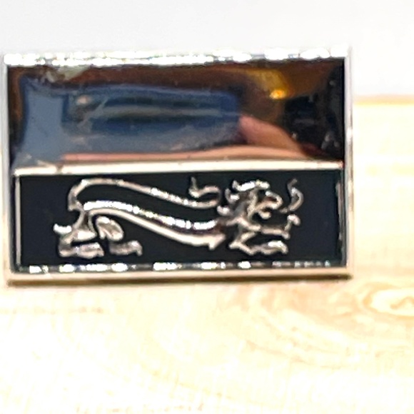 Vintage Shields Fifth Avenue Signed Silver Tone Black Enamel Men's Cuff Links - Picture 3 of 10